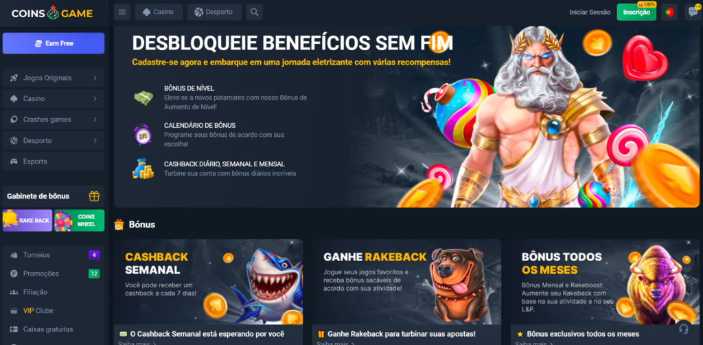 Design do site coins game