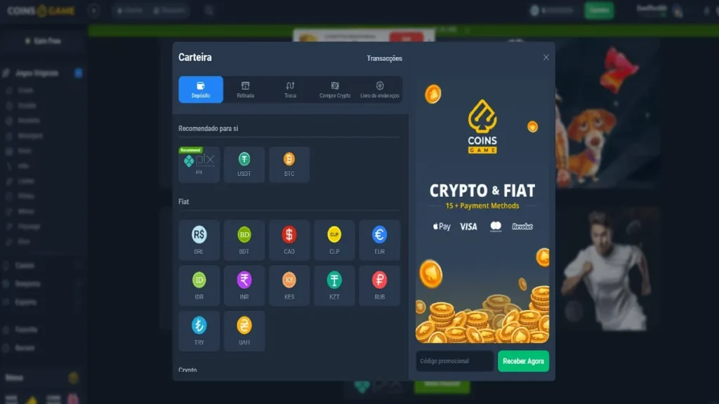 Métodos de pagamento Coins.Game